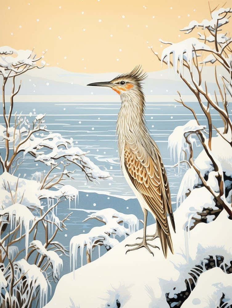 Winter Bird Painting Roadrunner 1