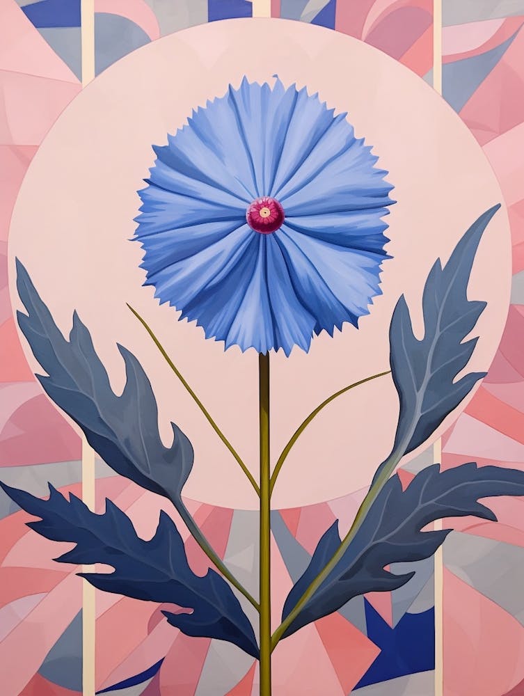 Cornflower 4 Hilma Af Klint Inspired Pastel Flower Painting