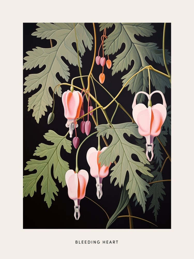 Flower Illustration Bleeding Heart Flower 2 Poster