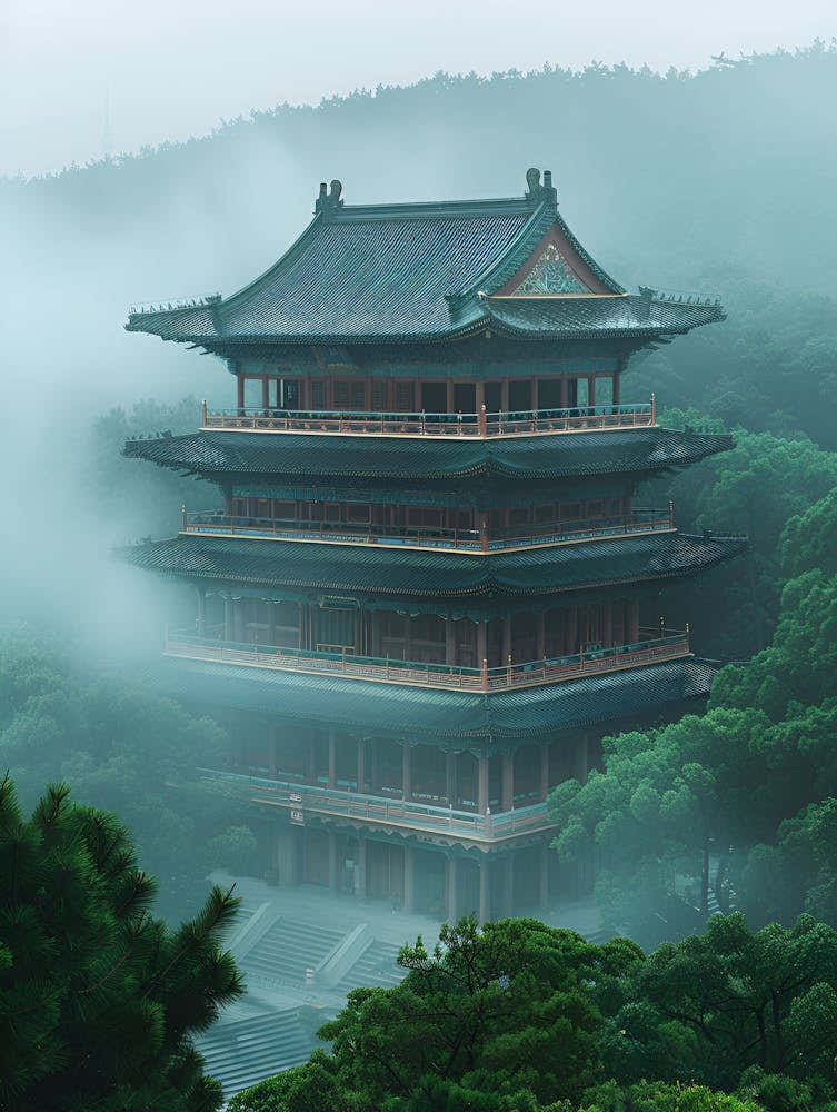 Pagoda In The Fog