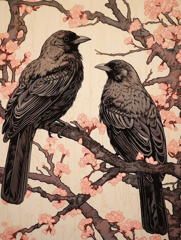 Art Nouveau Birds Poster Raven 3