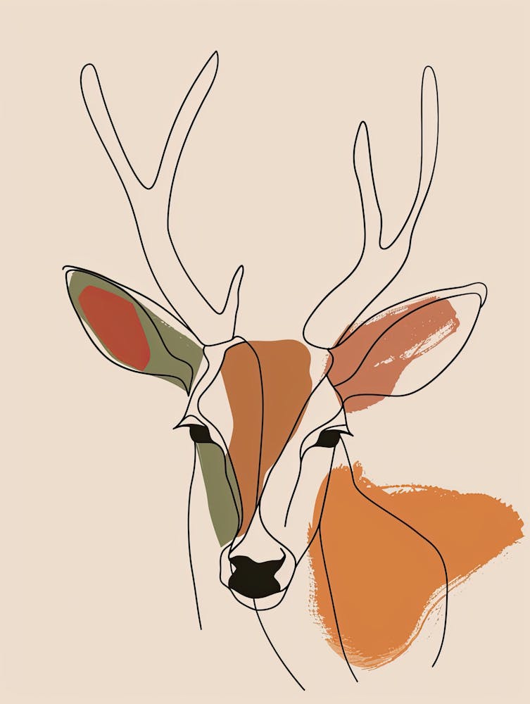 Deer - Boho, Line Art 2