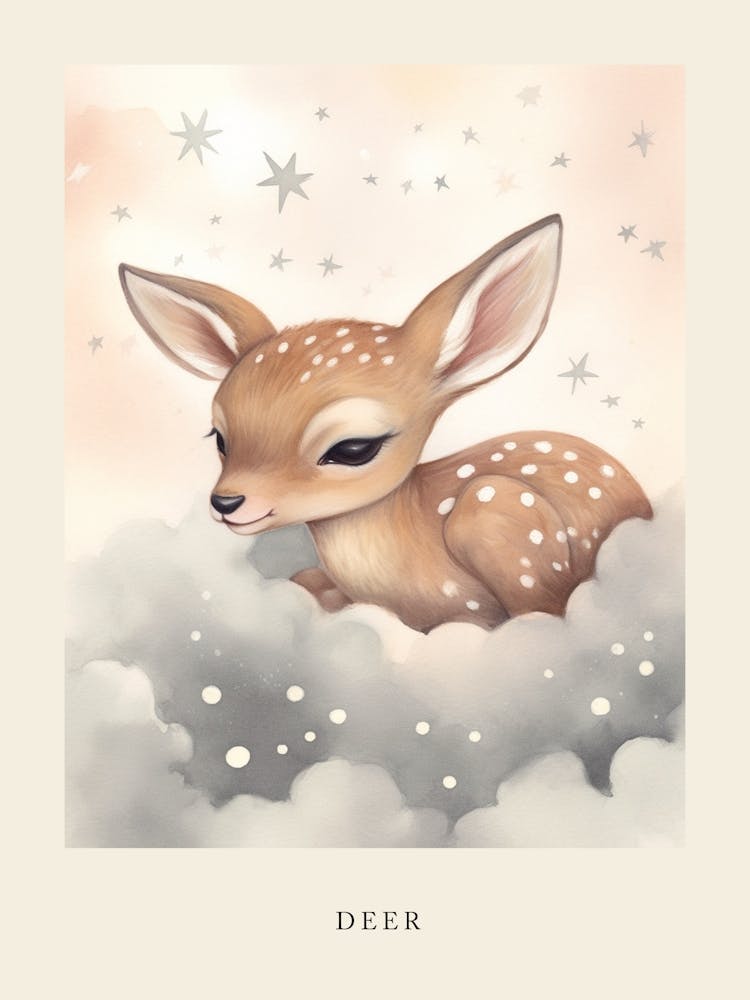 Sleeping Baby Deer 2 Nursery Poster