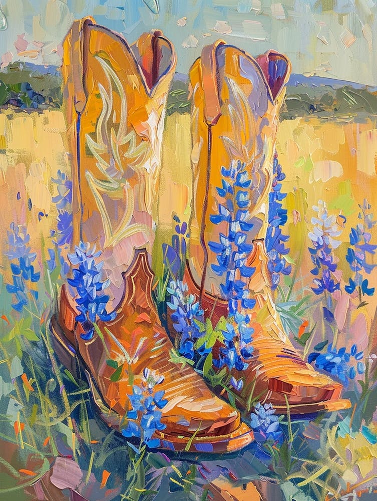 Cowboy Boots And Wildflowers Bluebonnet