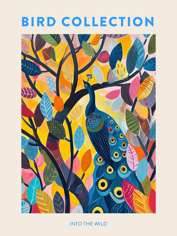Peacock & The Leaves Painting 6 Poster