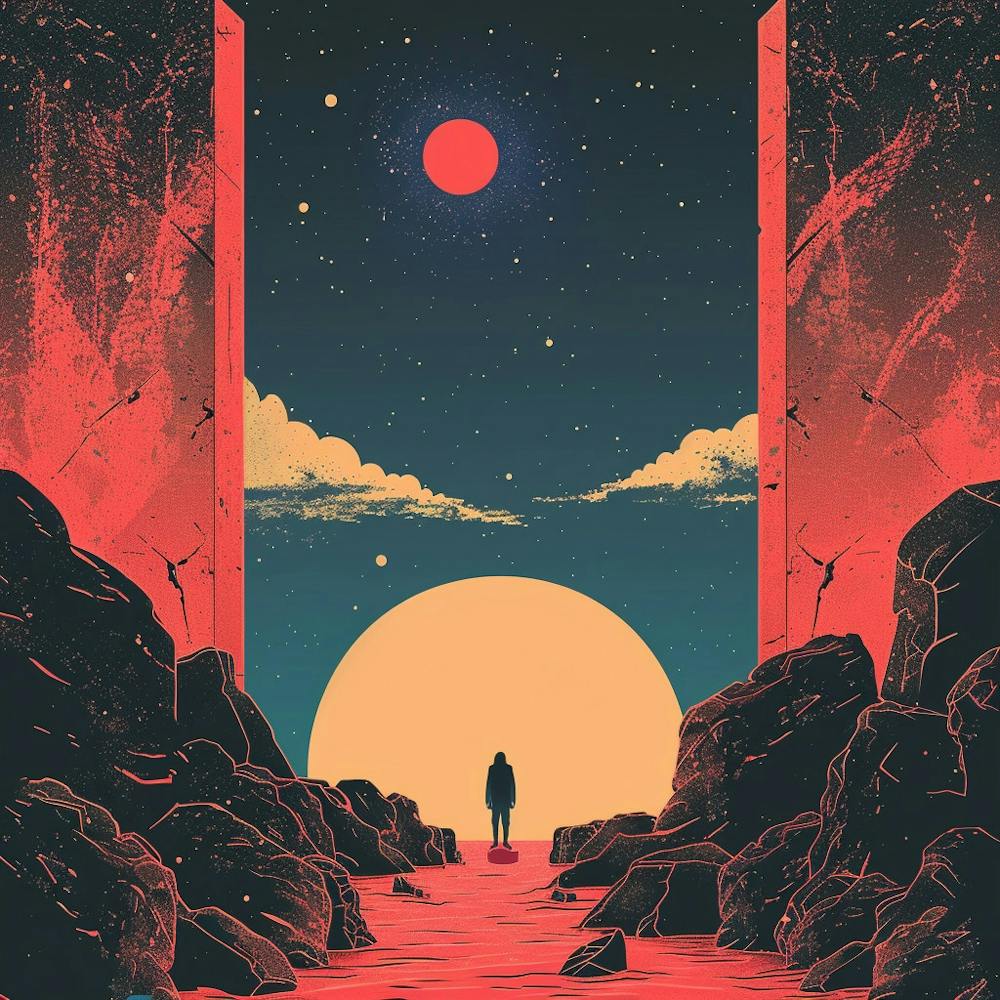 Man Walking Through A Desert 1