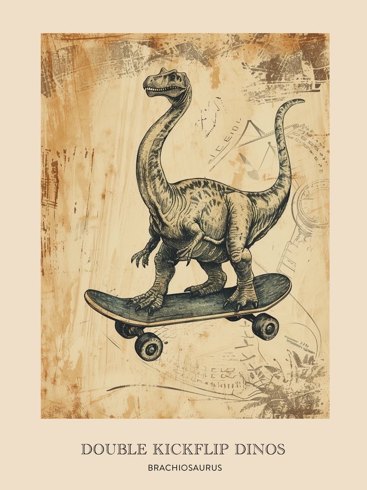 Brachiosaurus Vintage Dinosaur Poster 2