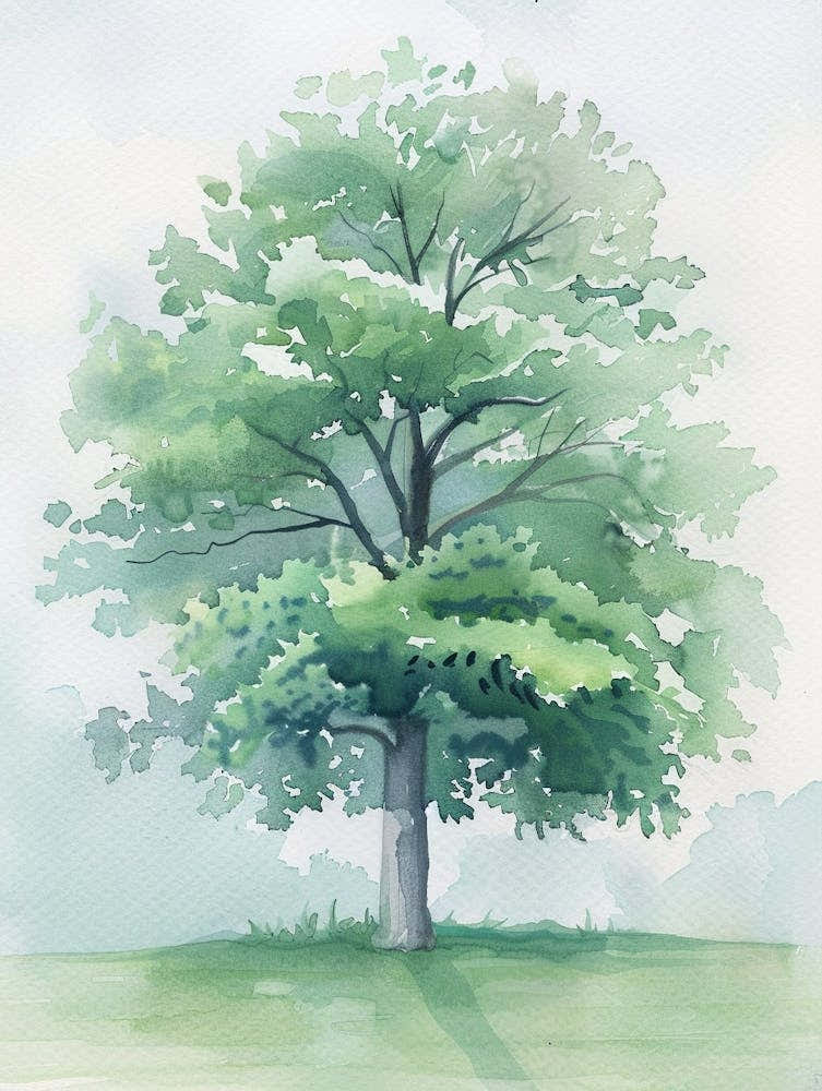 Chestnut Tree Atmospheric Watercolour Painting 1
