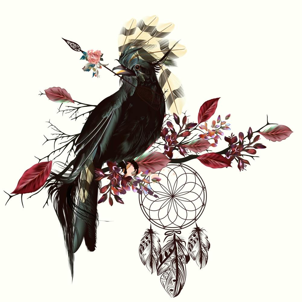 Black Bird and Dream Catcher