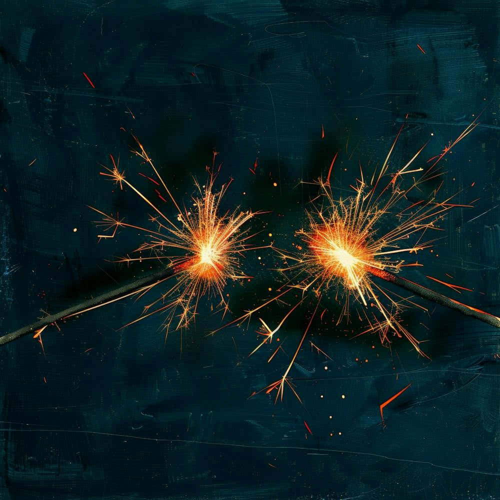 Sparklers On A Dark Background