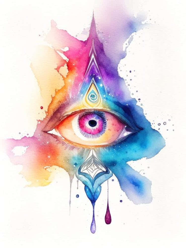 The Ajna Chakra, Symbol, Third Eye Watercolour 3