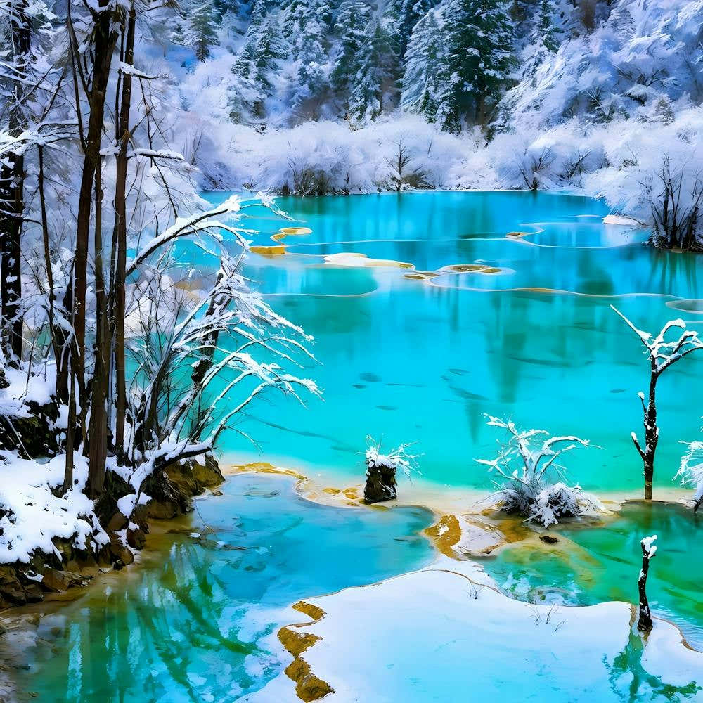 Jiuzhaigou's Panda Lake In Winter