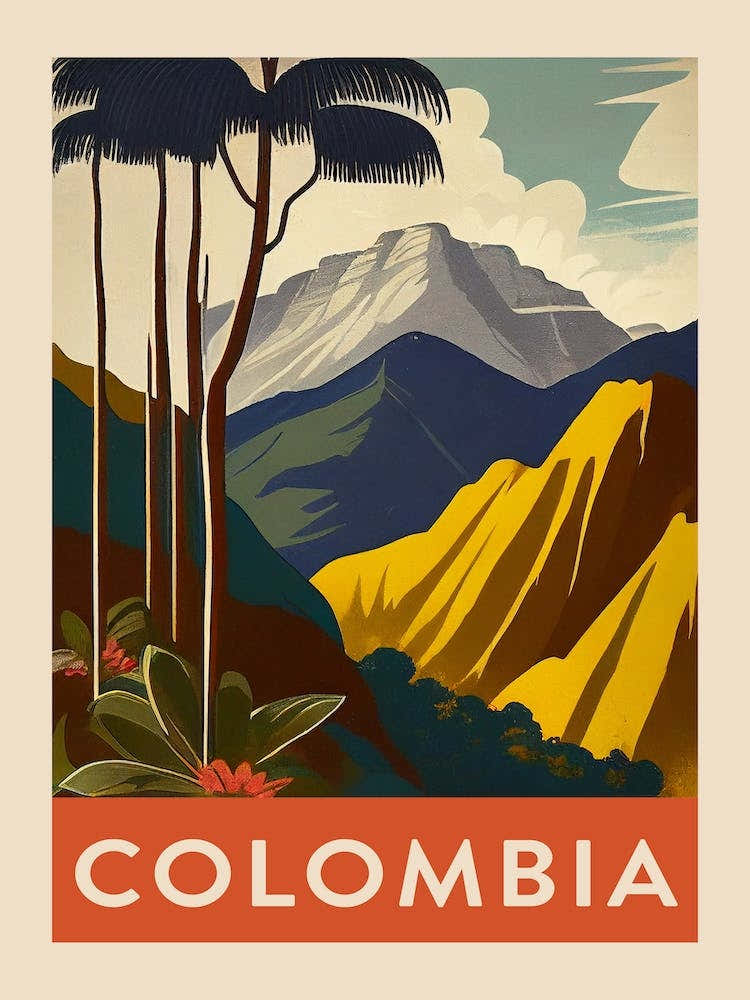 Colombia Vintage Travel Poster