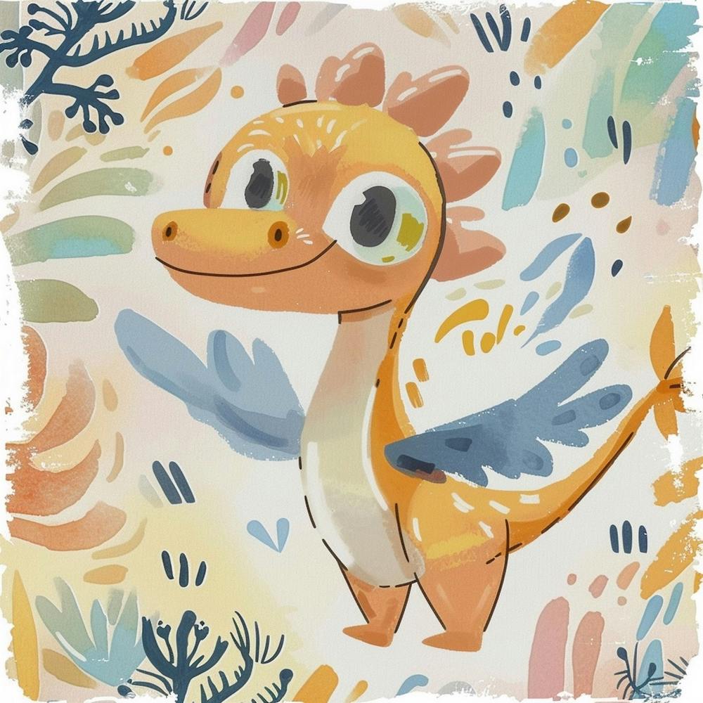 Archaeopteryx Dinosaur Muted Pastels Pattern 2