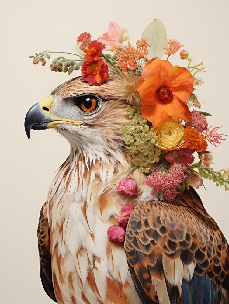 Bird With A Flower Crown Red Tailed Hawk 2