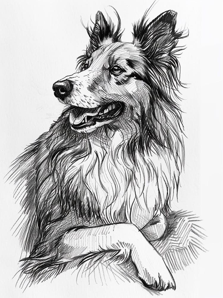 Sheep Dog Line Sketch 3