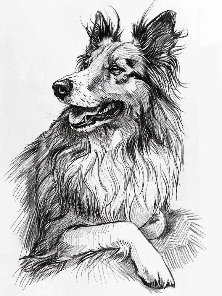 Sheep Dog Line Sketch 3