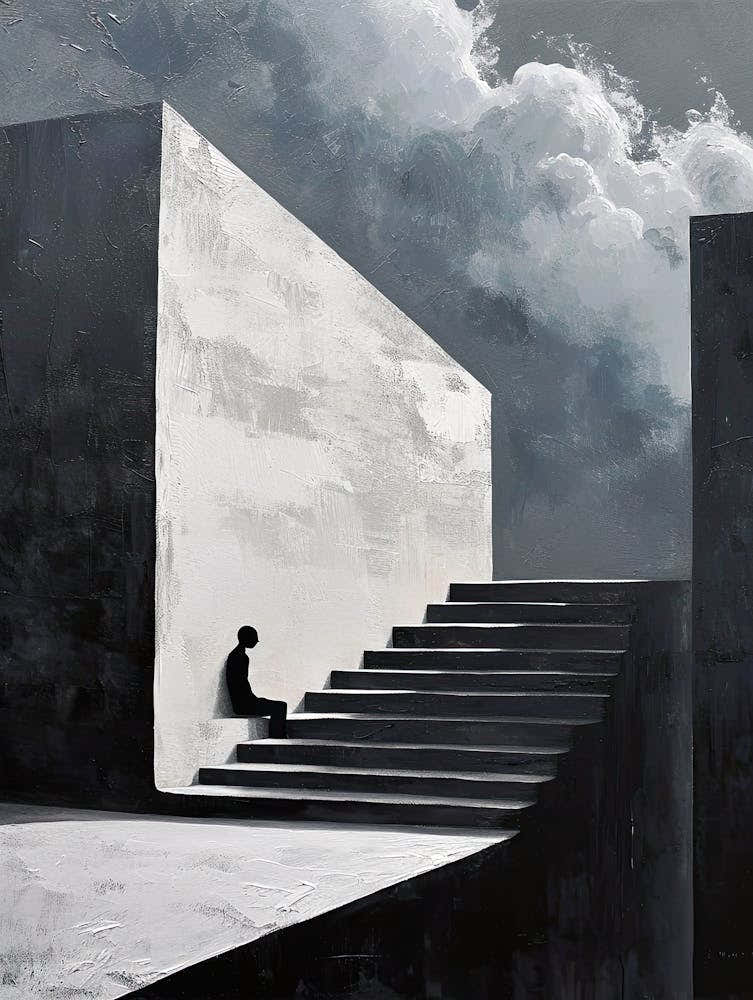Man Sits On The Stairs, Minimalism