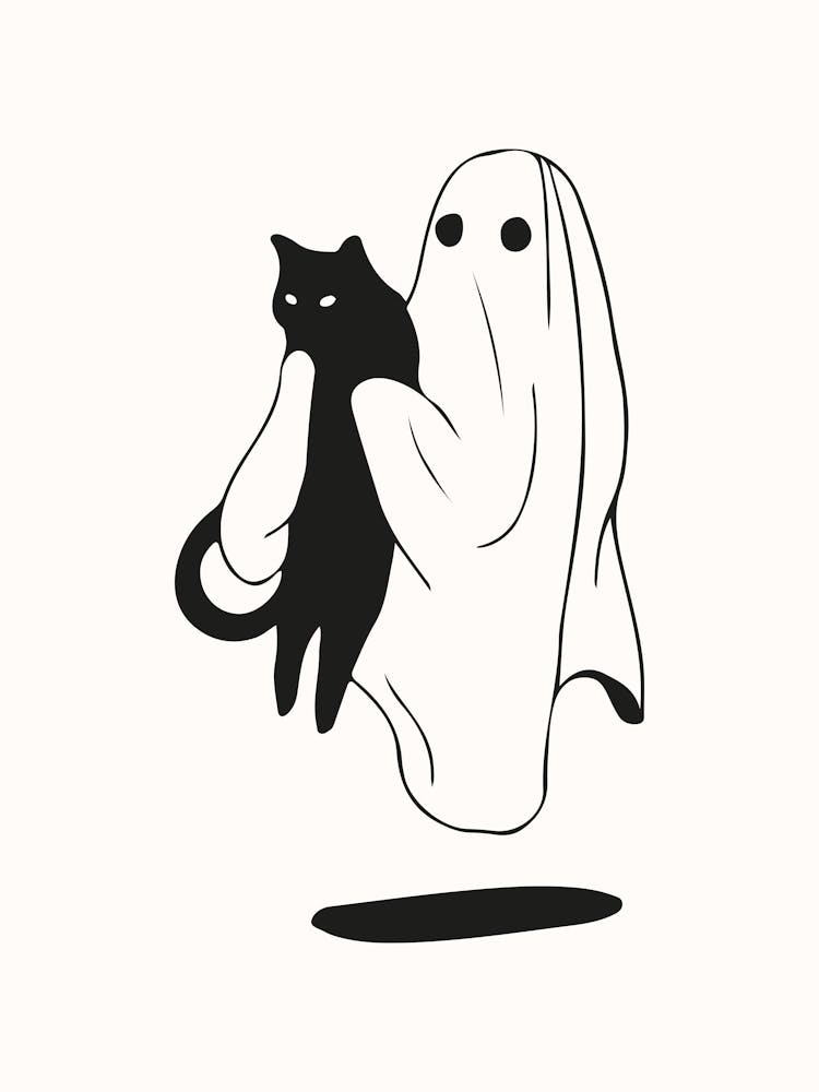 Ghost & Cat Halloween Poster