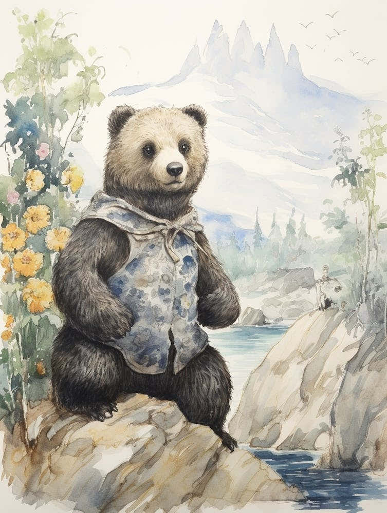 Storybook Animal Watercolour Sea Otter 1
