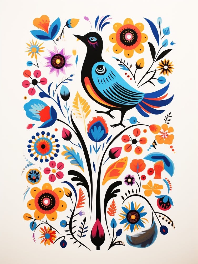 Scandinavian Bird Illustration Raven 1