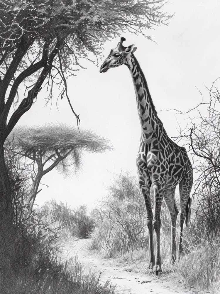 Giraffe With The Acacia Tree 4