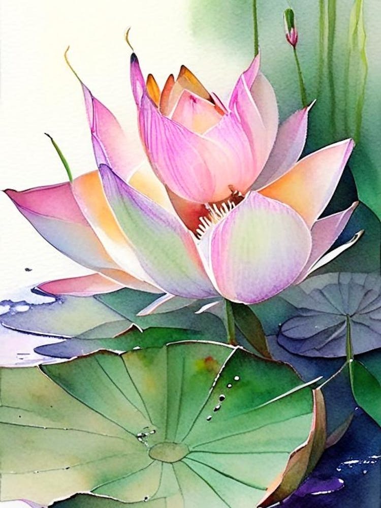 Amur Lotus Watercolour 2
