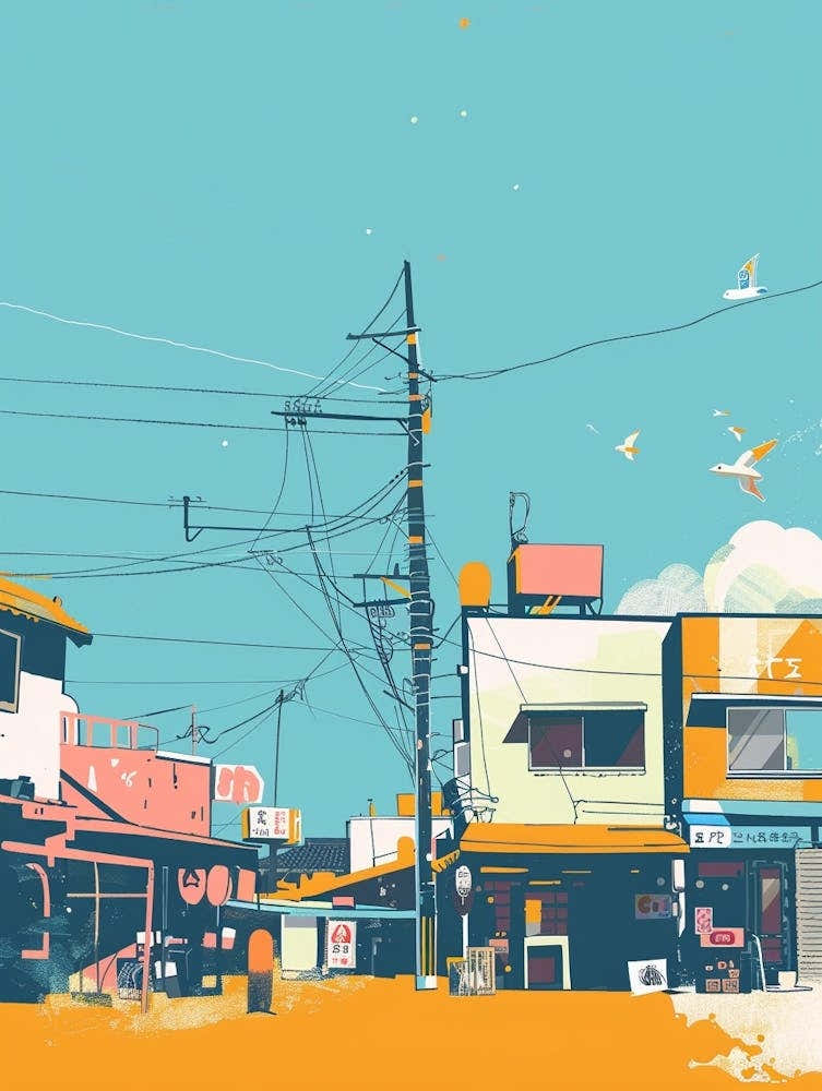 Tsukiji Fish Market Tokyo 3 Colourful Illustration