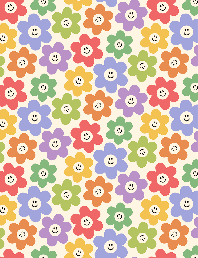 Colorful Retro Smiley Flowers