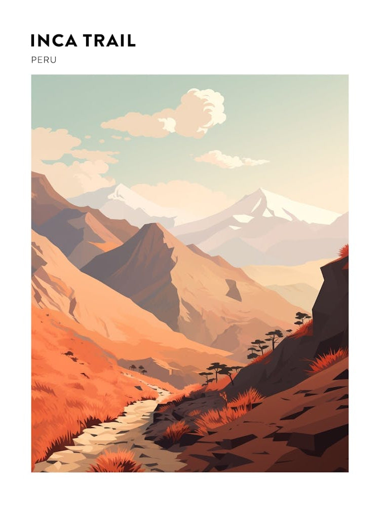 Inca Trail Peru Hiking Trail Landscape Poster