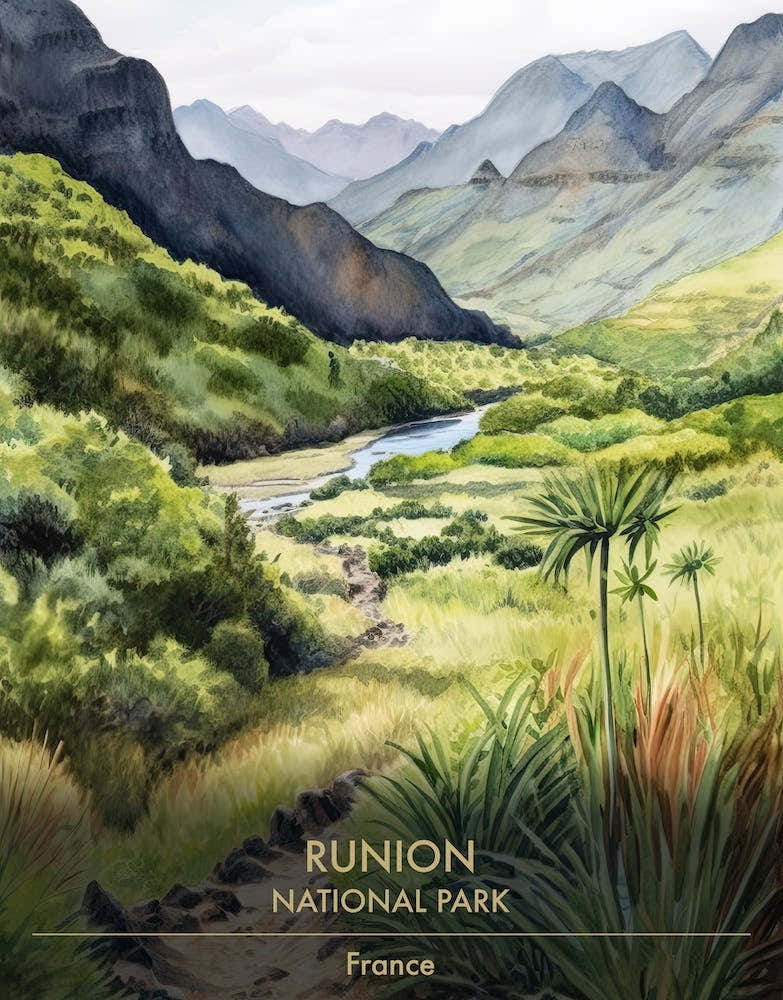 Runion National Park France Watercolour 2