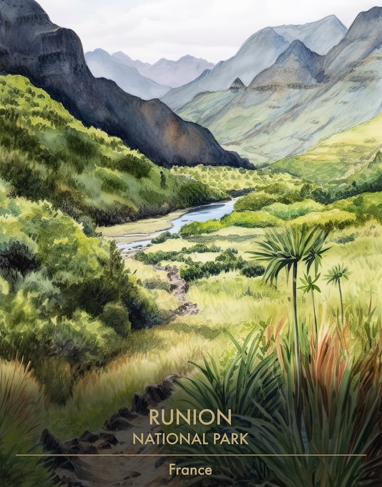 Runion National Park France Watercolour 2