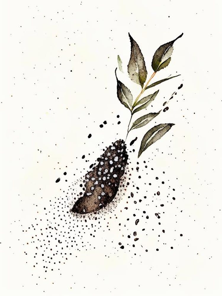 Black Pepper Herb Minimalist Watercolour