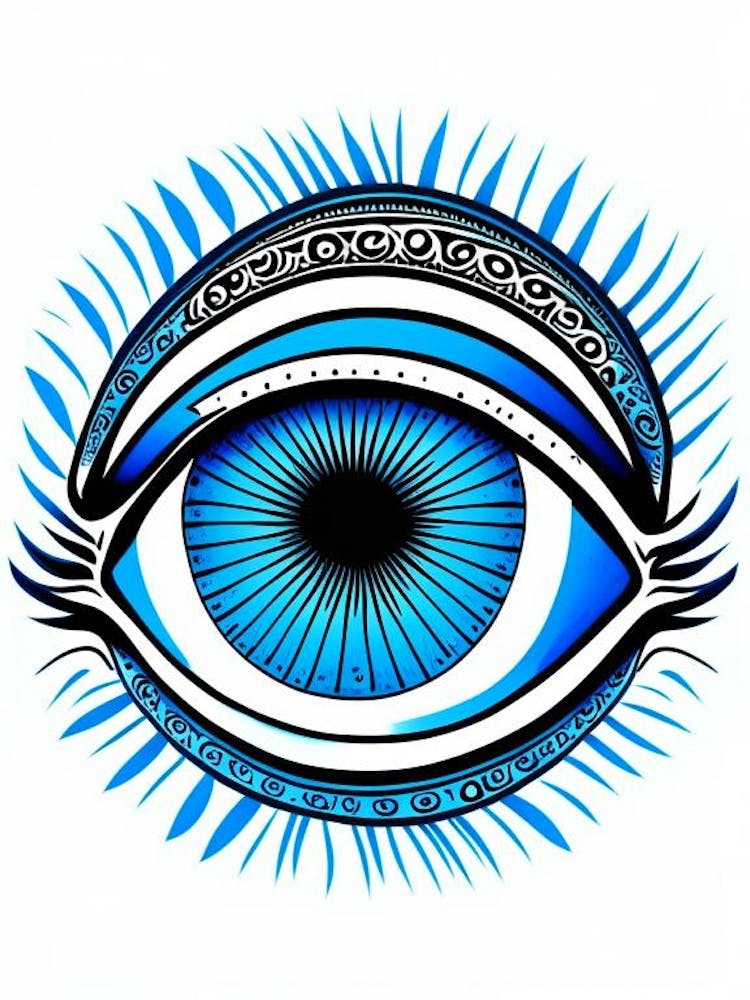 Psychedelic Eye, Symbol, Third Eye Blue & White 6