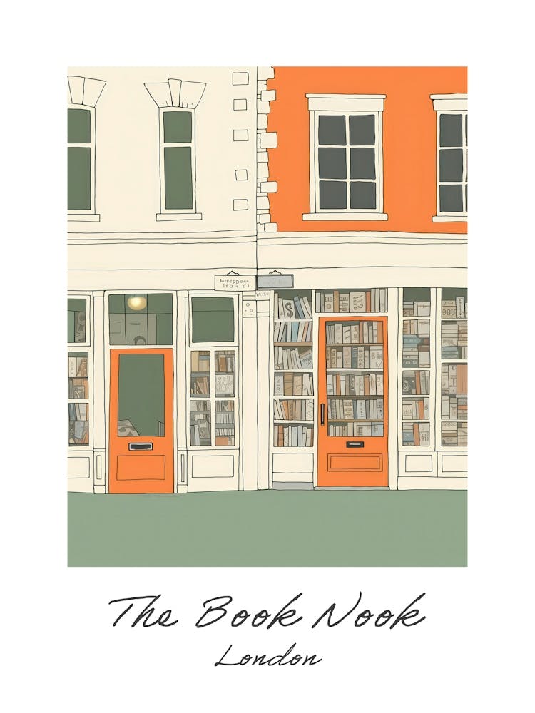 London The Book Nook Pastel Colours 7 Poster