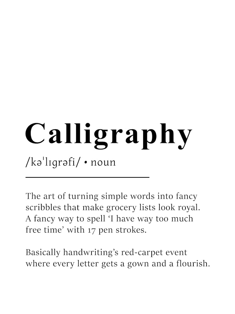 Calligraphy Definition Poster - Dictionary