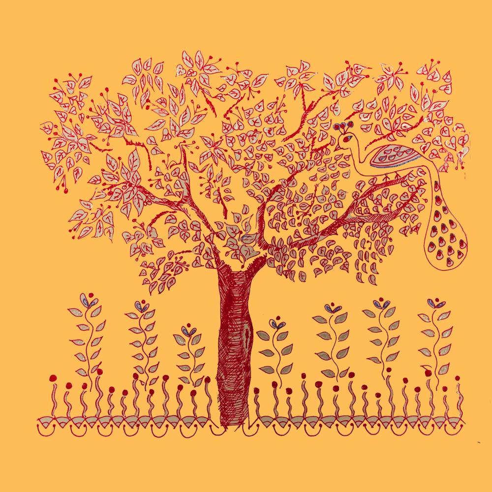 hand sketched Tree Of Life in madhubani art style by DollyJ