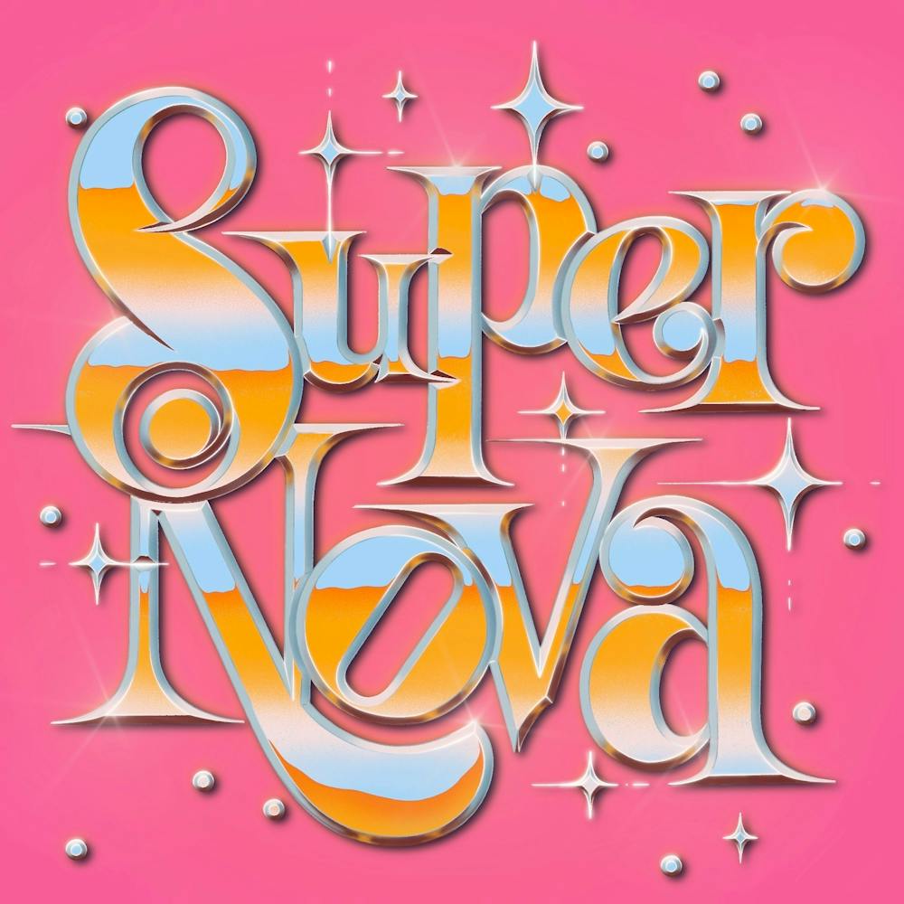 SuperNova 80s inspired chrome lettering