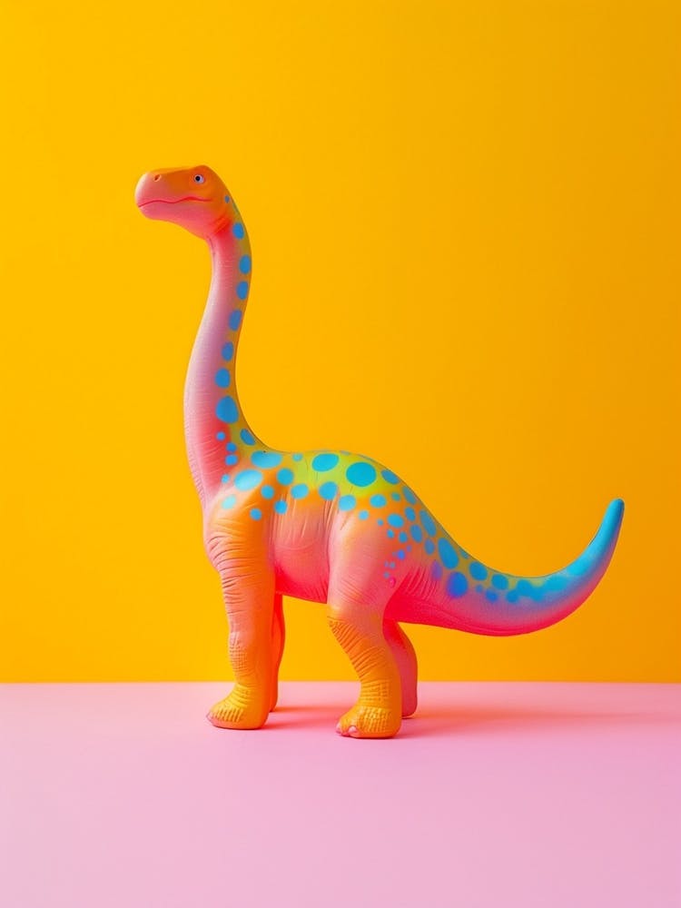Toy Dinosaur Rainbow Brachiosaurus Portrait