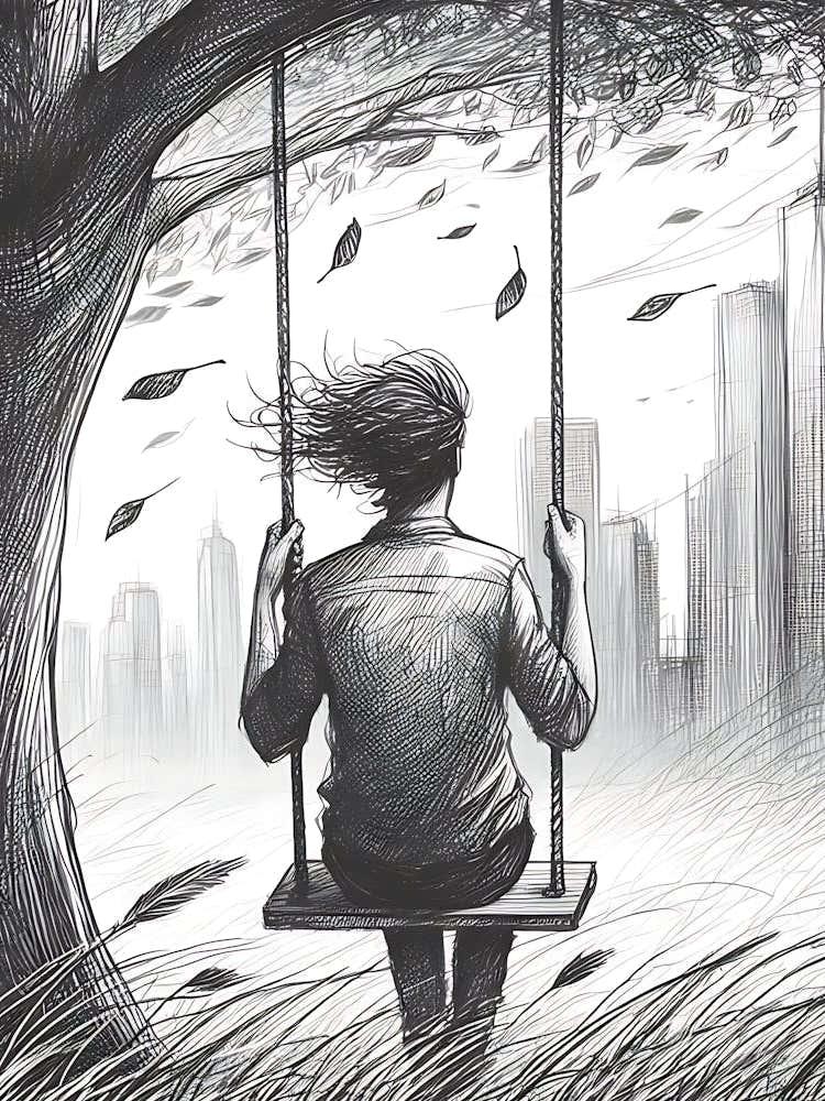 Moody Man on Swing Sketch 13