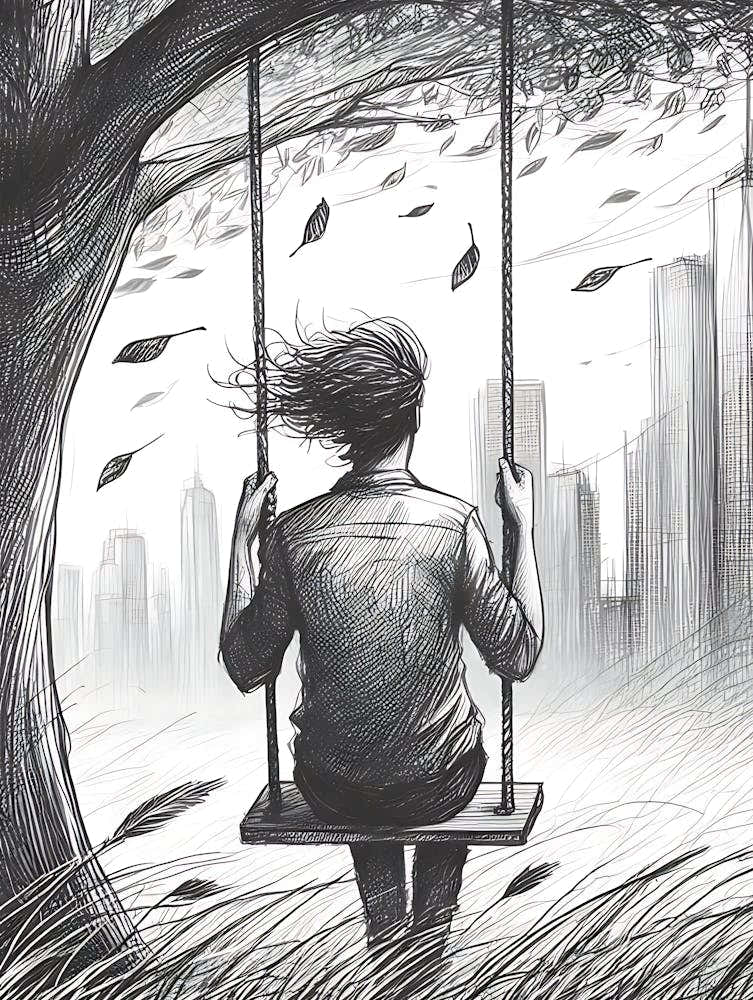 Moody Man on Swing Sketch 13