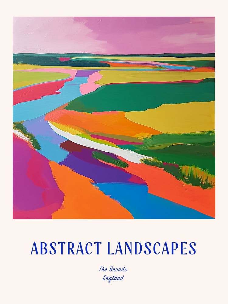 Colourful Abstract The Broads England 3 Poster Blue