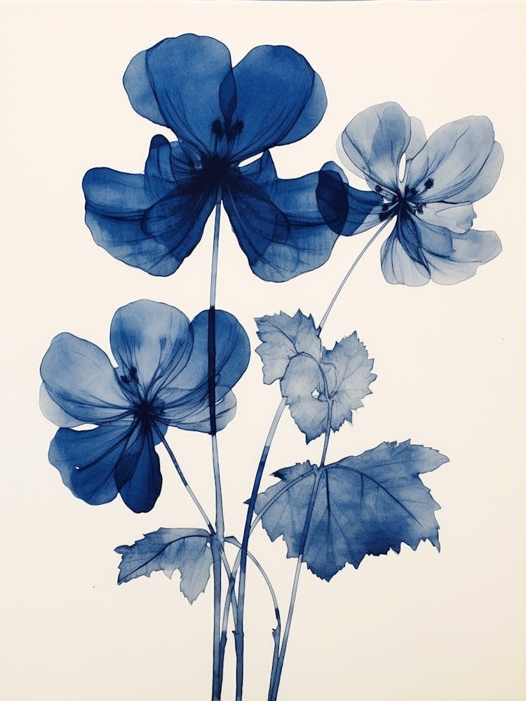 Blue Botanical Cyclamen 2