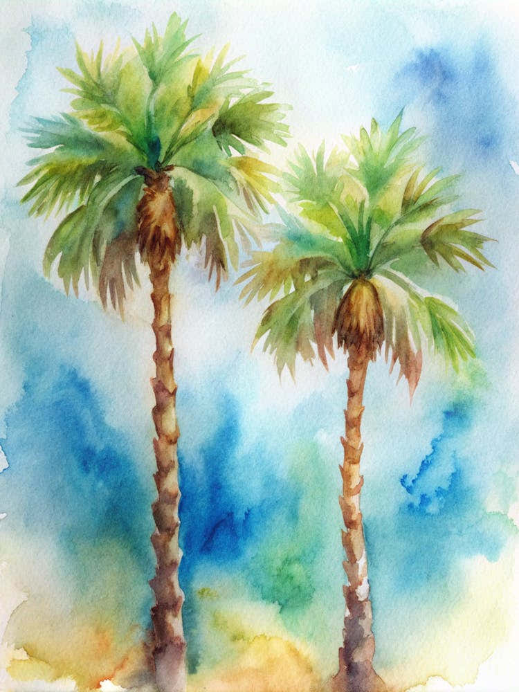 Watercolor Of Palm Trees 1