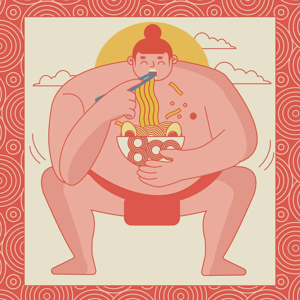 Sumo Eating Ramen