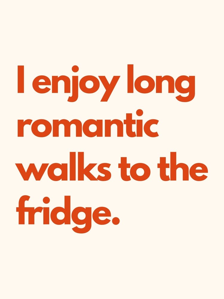 Romantic Walks To The Fridge Kitchen Typography Cream Red