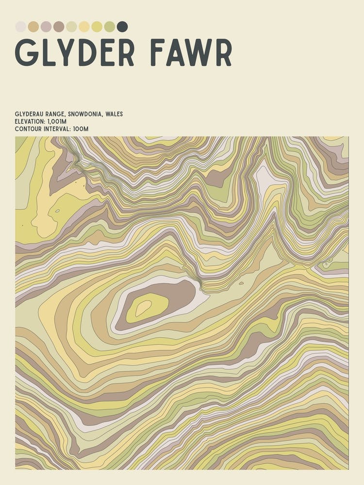 Glyder Fawr Wales Topographic Contour Map
