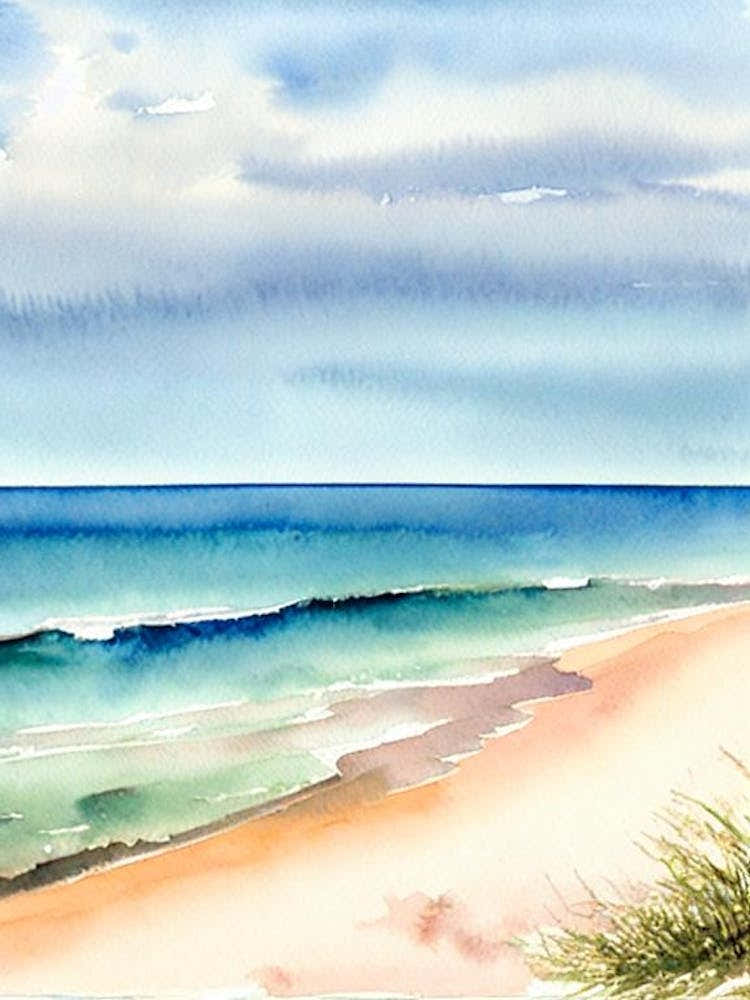 Point Lookout Beach, Australia Watercolour