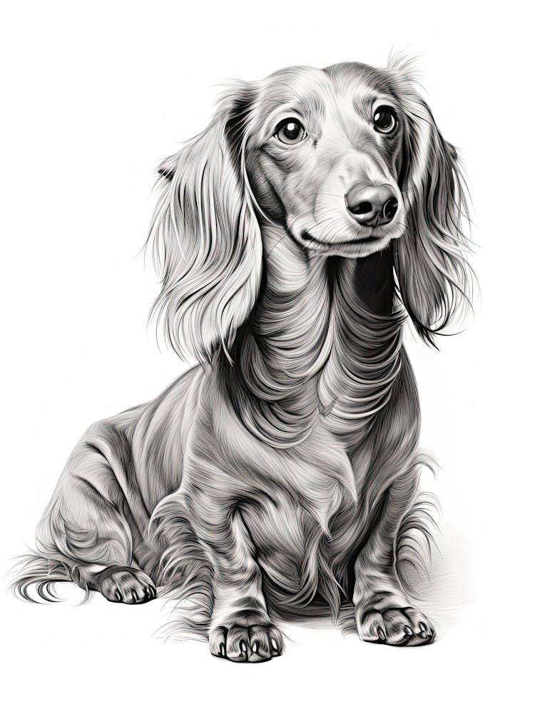 Dachshund Dog, Line Drawing 2