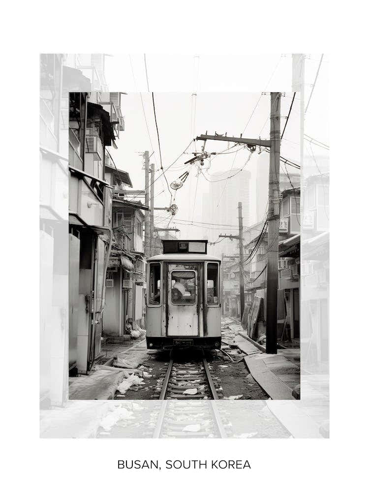 Poster Of Busan, South Korea, Black And White Old Photo 1